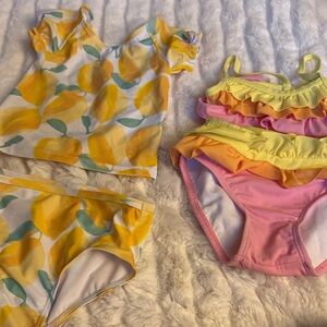 Gymboree Pink Bikini Bottoms with Yellow and Orange Ruffle Trim